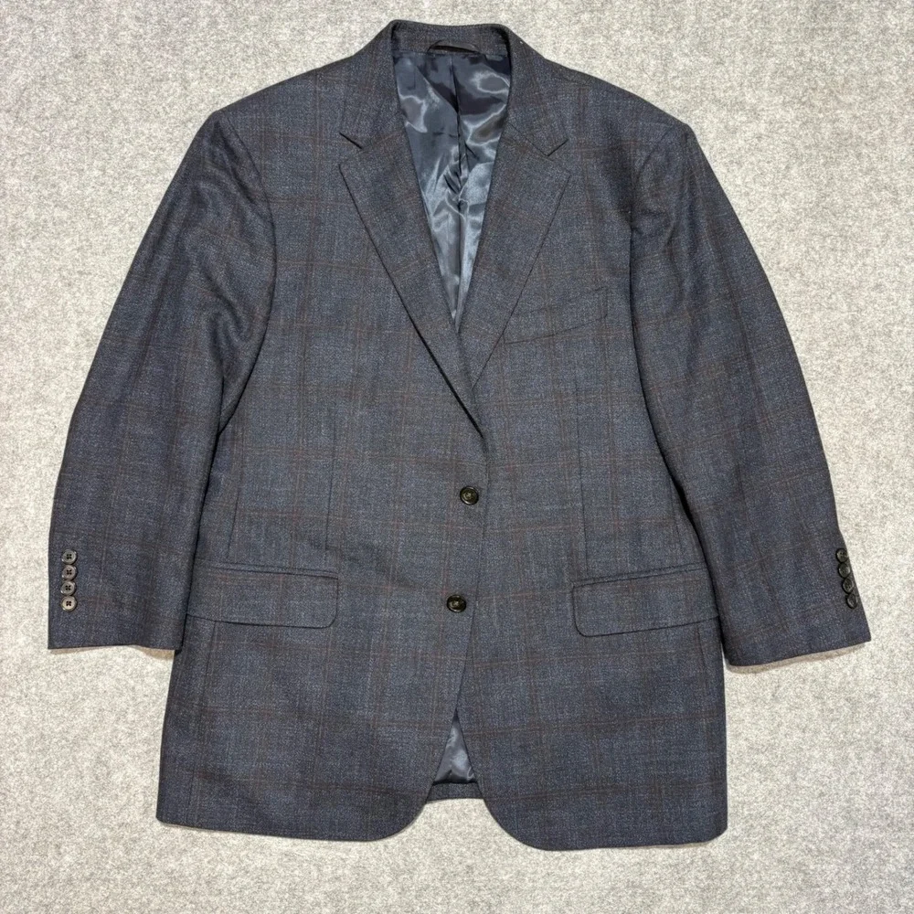 Rodd & Gunn Mens XL Sport Fit Blazer Grey Windowpane Italian Lanificio Comero